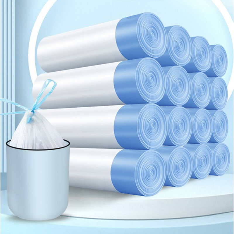 Picture of Garbage Bag Household Drawstring Type Thickeneded White Garbage Bag Closing Point-Break Kitchen Dormitory Large Plastic Bag