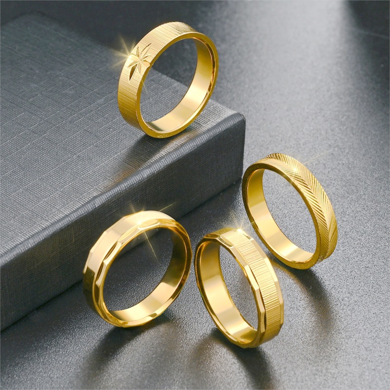 Non-Fading High-End Popular Sand Gold Ring for Women, Fashionable and Trendy Couple Ring, Popular Hand Jewelry Wholesale