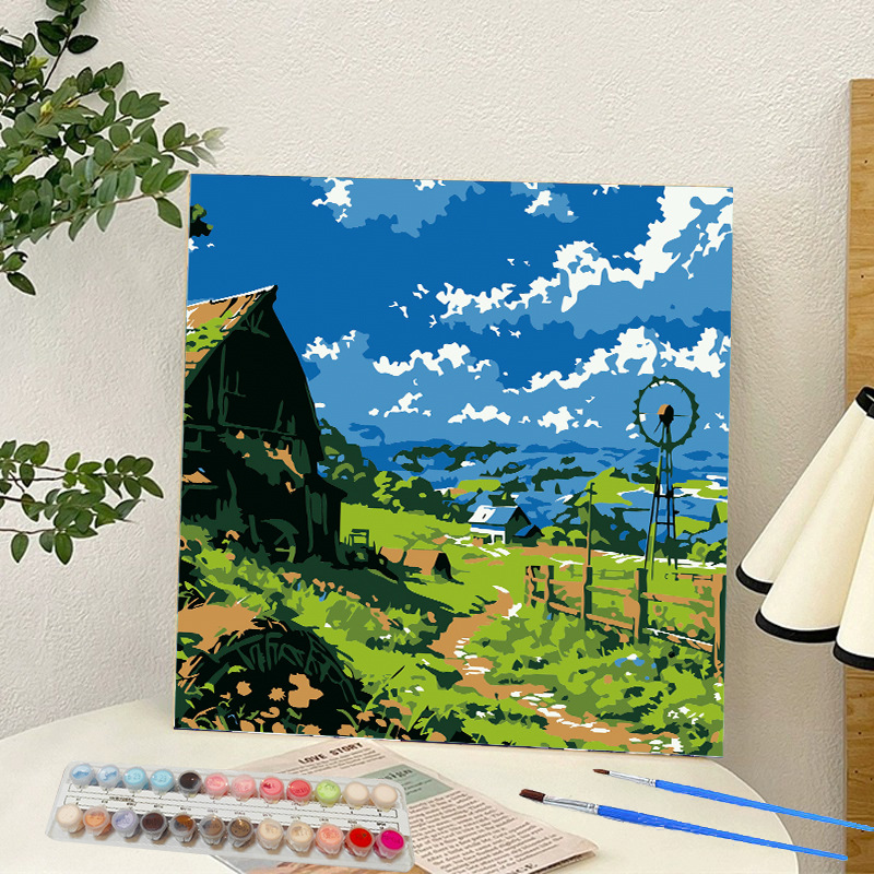 Picture of Digital oil painting landscape Dafen village hand-painted mathematical oil painting coloring painting oil painting flowers flower oil painting wholesale