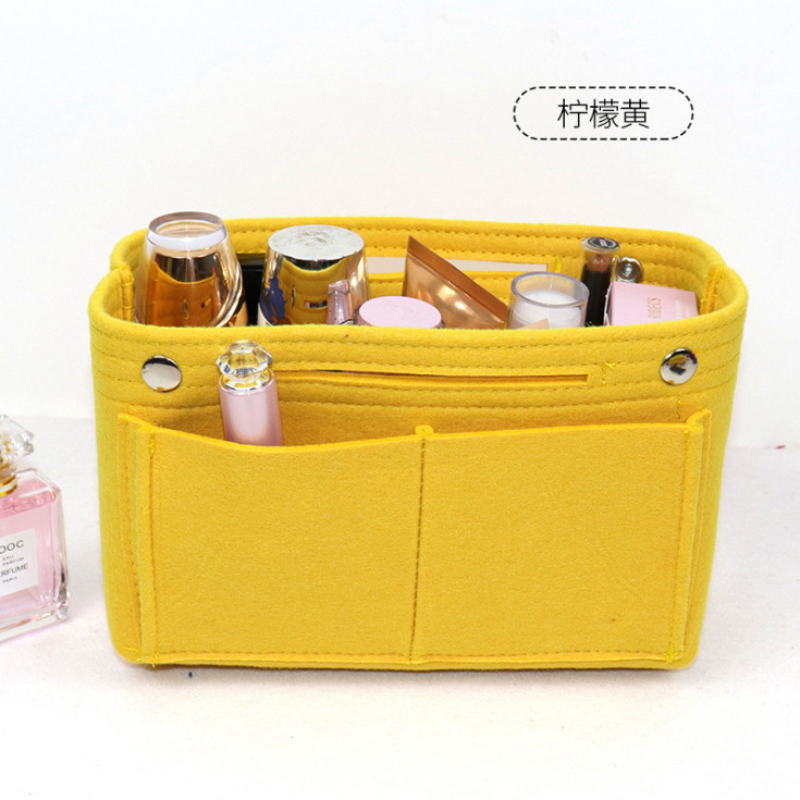 Picture of Factory wholesale felt cosmetic bag multi-functional Women's Travel liner bag large capacity felt snap storage bag