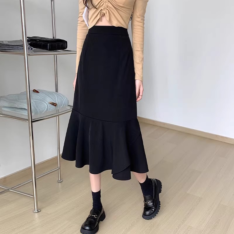 plus size Women's Chubby Women's Skirt Women's Early Spring New High Waist Hip Covering Slimming Midi Suit Fishtail Skirt