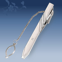 Picture of Metal tie clip men's suit chain 140 simple flower type business atmosphere with drill tie clip