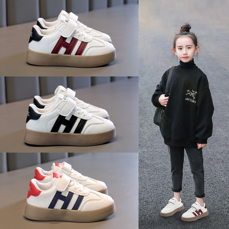 White Shoes Girls Sneakers 2025 Spring and Autum New Velvet Sports Shoes for Middle and Large Children Students Casual Shoes