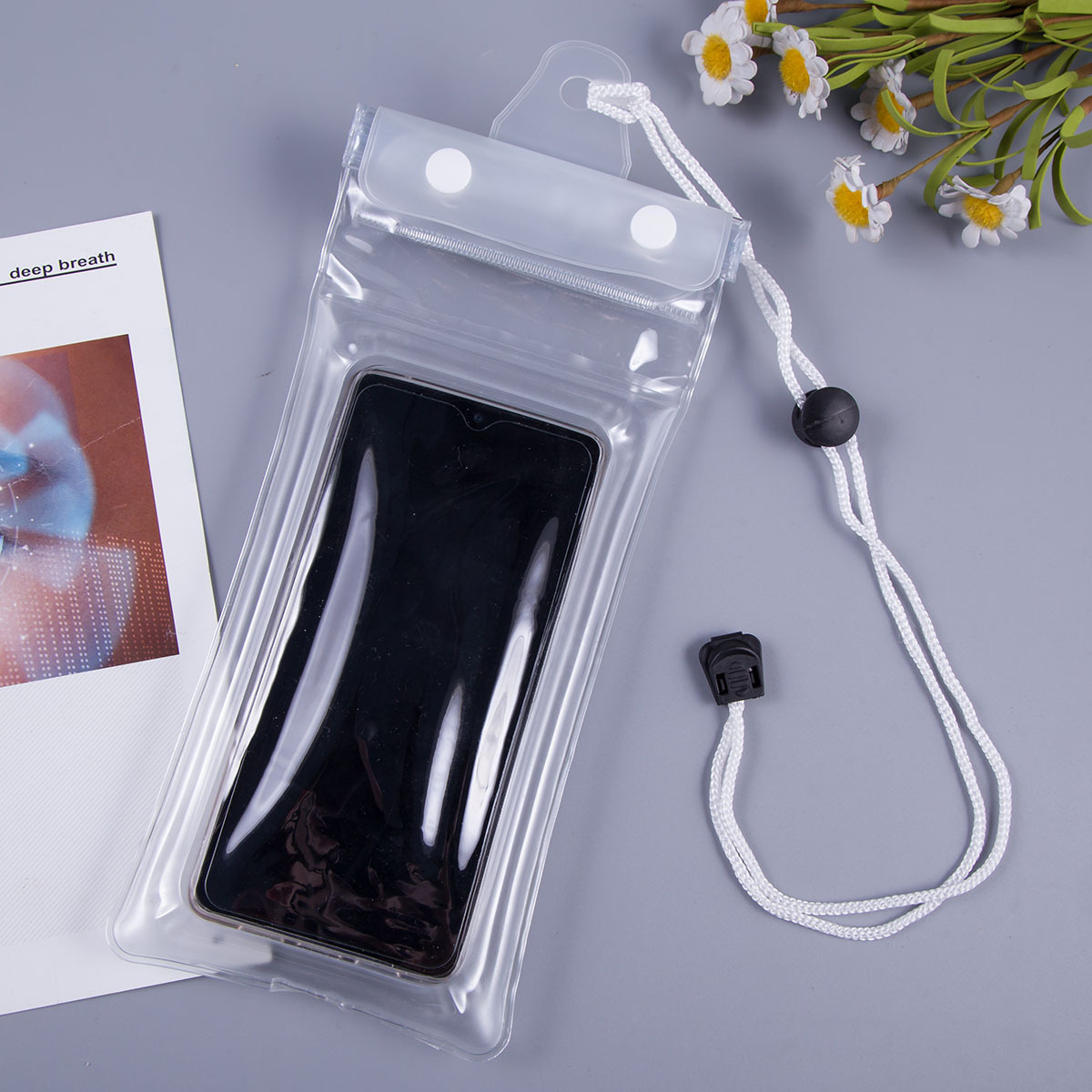 Picture of Three-fold mobile phone waterproof bag airbag bag Velcro touch screen swimming hot spring sealing strip waterproof neck wholesale