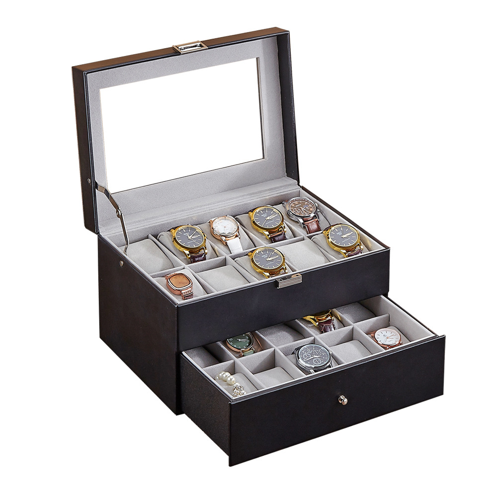 Watch Storage Box for 20, 12, or 10 Watches, Leather Display Case for Home Use, Luxury Watch Display