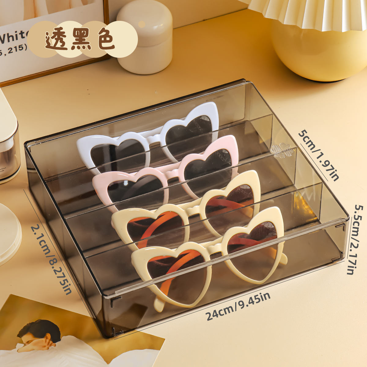 Picture of Ready-Made Glasses Store Counter Glasses Storage Box Sunglasses Storage Box Dust-Proof Transparent Drawer Storage Box