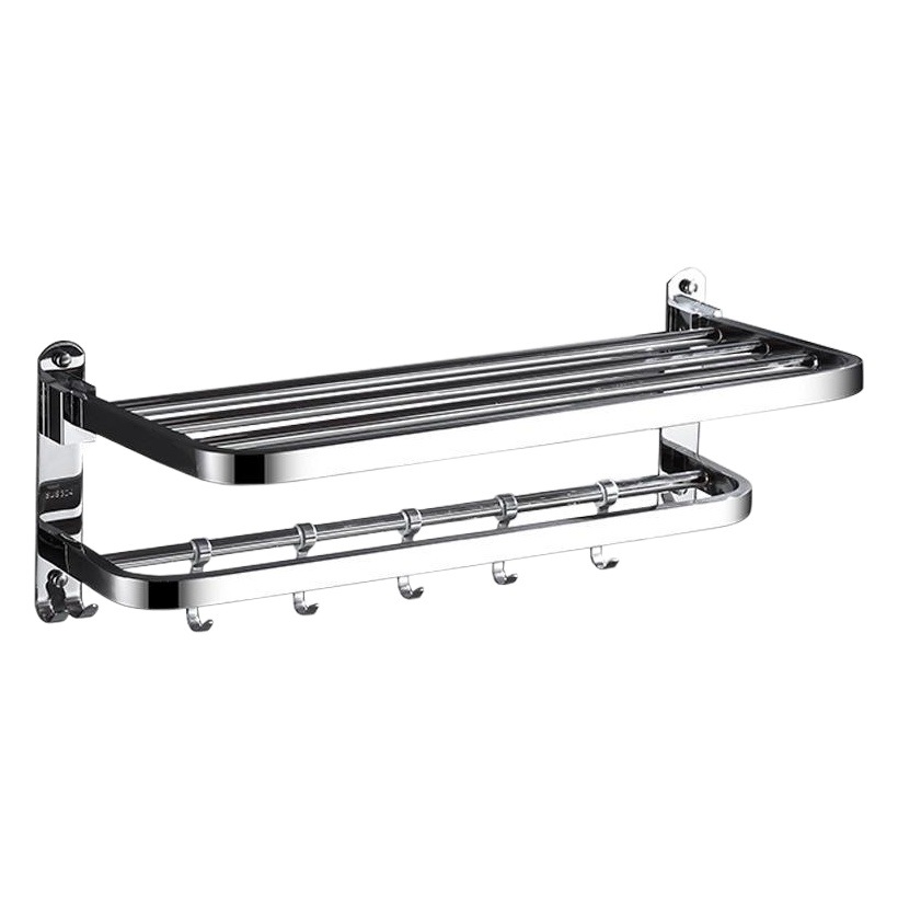304 Stainless Steel Foldableing Towel Rack Bathroom Stainless Steel Towel Rack Storage Rack Punch-Free Multi-Functional Storage Rack