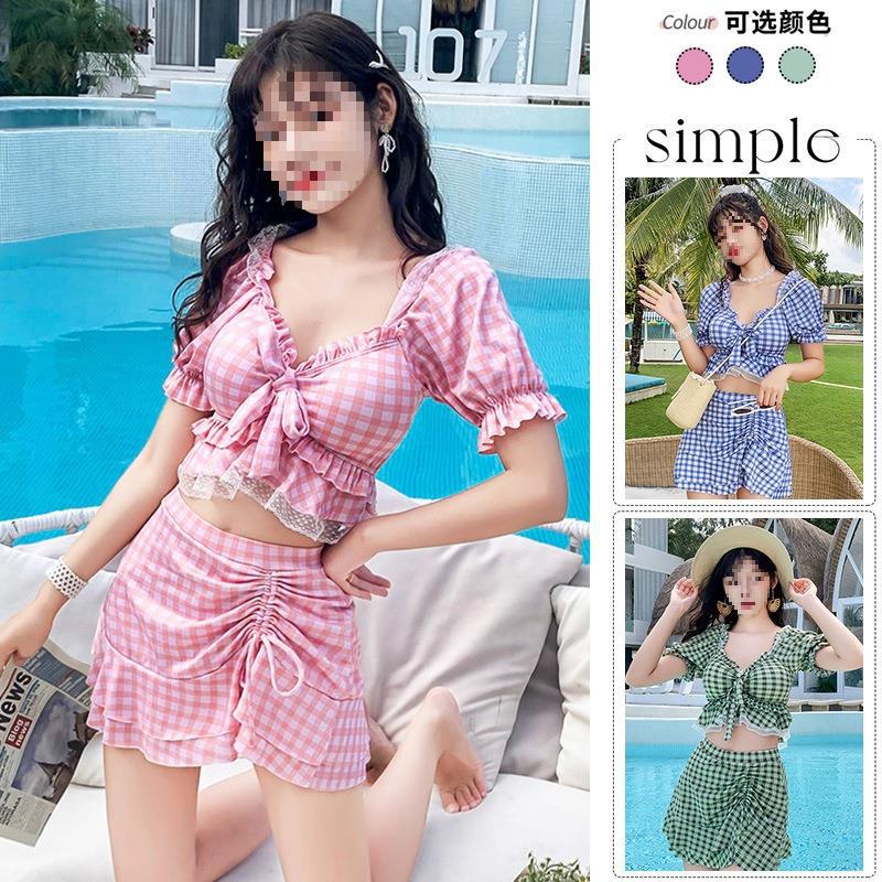 Swimsuit Conservative Slimming Girl Swimwear Skirt Fashion Two-Piece Women's Swimsuit Split Push-Up Belly-Covering Vacation
