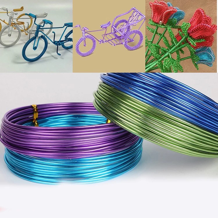 Wholesale 1mm-2.5mm oxidized colored aluminum wire DIY handmade material soft aluminum wire bicycle crafts ornaments