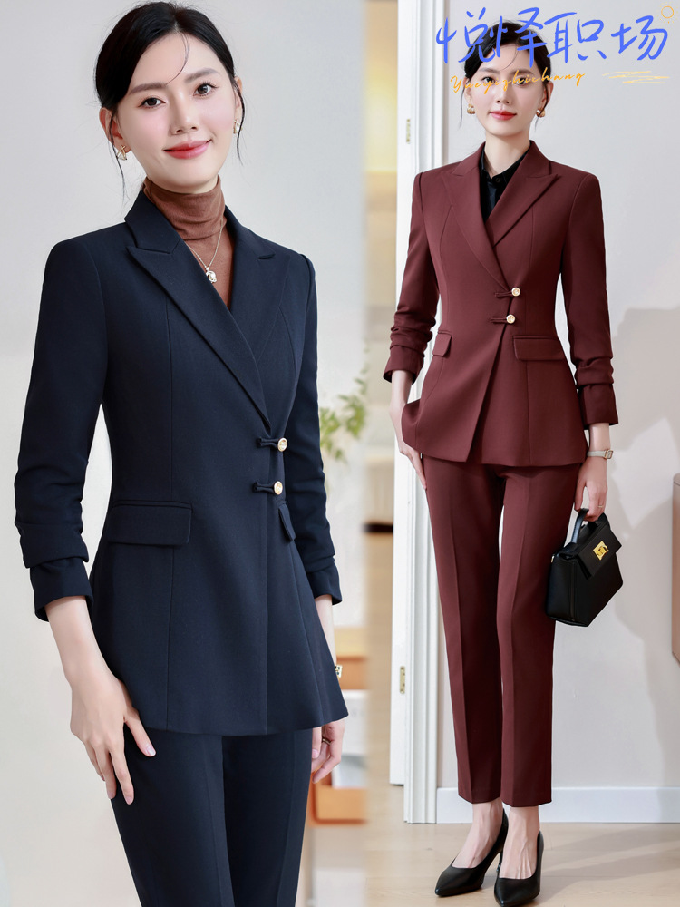 navy blue Suit Jacket Women's Spring and Autumn Commuter Temperament Dress Work Clothes High-end Goddess Fan Professional suit Winter