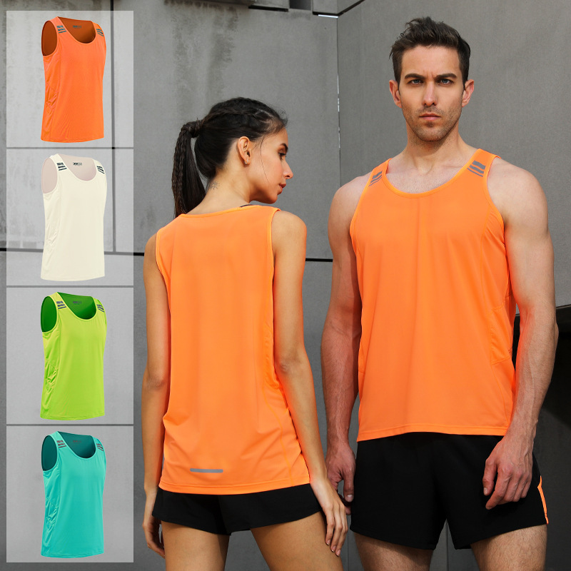 Couple Marathon Running Sports Vest Men's Quick-drying Elastic Gym Training Vest Track and Field Clothing Basketball Vest