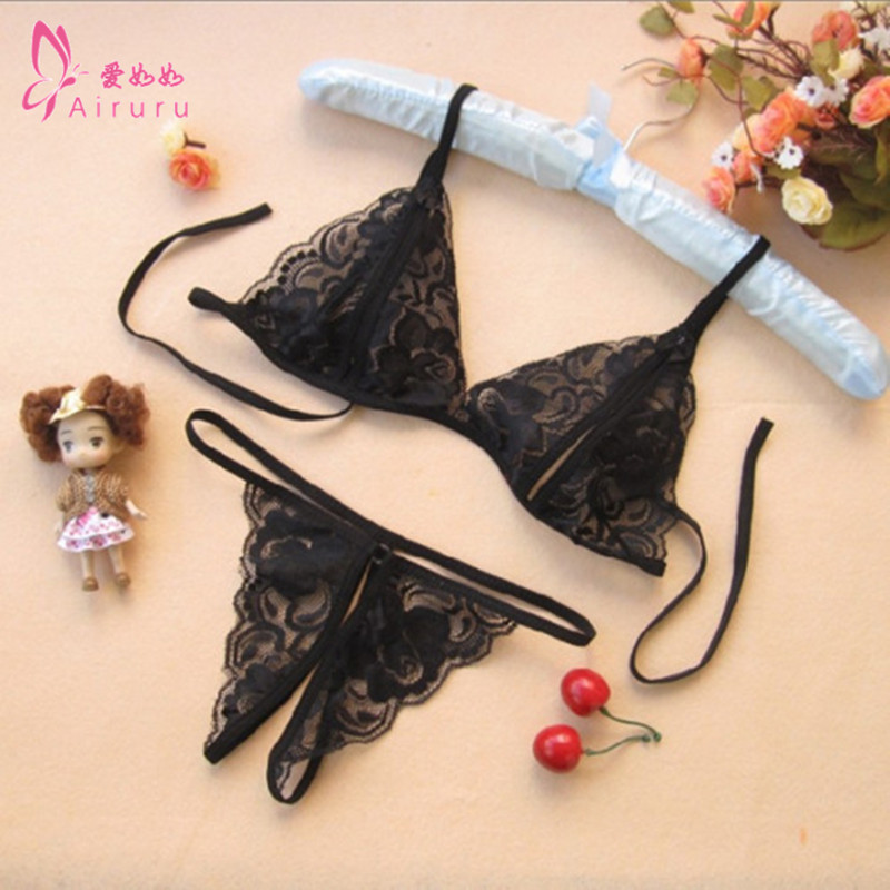 Sexy lingerie sexy lace transparent women's three-point women's dew open suit one-piece delivery