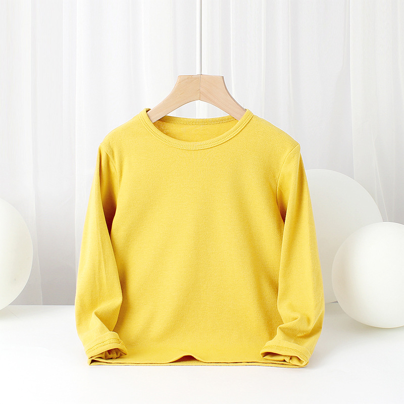 Picture of Spring and autumn children's clothing Korean new boys bottoming shirt girls cotton stretch solid color long sleeve children's T-shirt wholesale