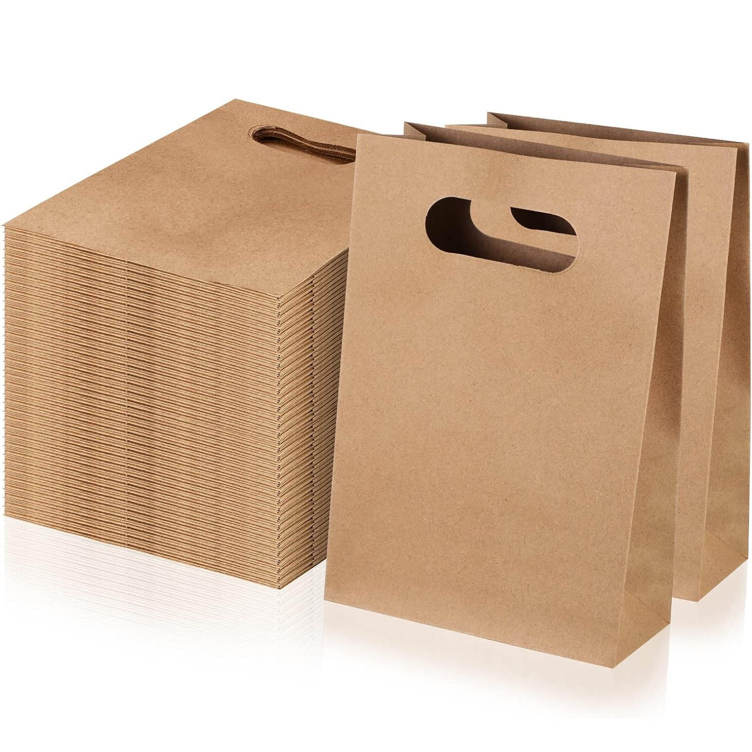 Amazon Portable Yellow Kraft Paper Bag Sticker Portable Gift Packaging Clothing Gift Packaging Gift Bag