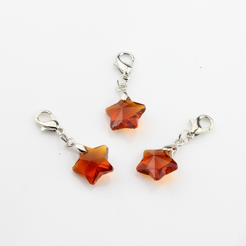 Picture of Crystal bead five-pointed star hanging lobster clasp pendant handmade children's student pencil star Small pendant ornaments