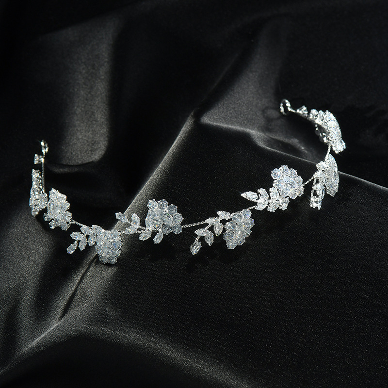 Picture of Korean Style Exquisite Crystal Hair Accessories Bridal Crown Wedding Headband Princess Prom Headdress Tassel Headband Accessories