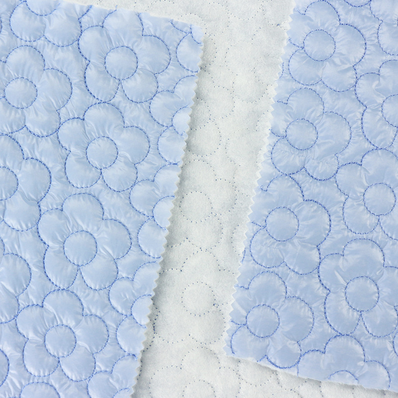 Picture of Designer Nylon Quilted Embroidered Fabric Wholesale Plant Small Flower Cotton Coat Makeup Bag Quilted Embroidered Fabric