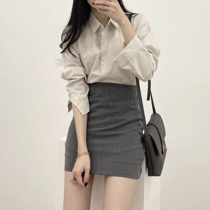 Picture of Short Skirt Stretch Suit Skirt Women's Spring and Summer High Waist Tight Sexy Hip Skirt Overskirt OL Slim Fit Western Style Skirt