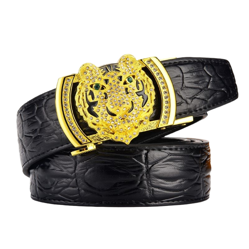 Wholesale men's tiger head automatic buckle belt Tiger Tiger raw cowhide belt casual Joker belt a generation of hair