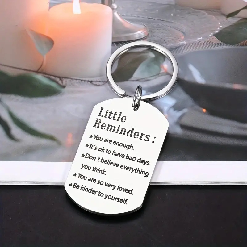 Little Reminders inspirational keychain stainless steel laser lettering keychain