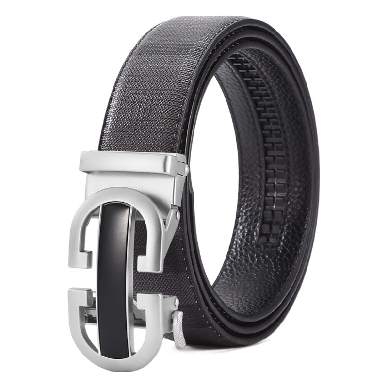 New men's alloy automatic buckle belt young and middle-aged business Joker men's leather pants belt in stock wholesale