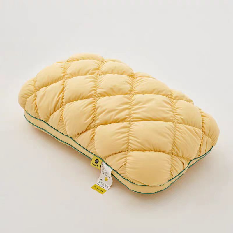 Cotton sweat-absorbent breathable rebound children's pineapple mesh pillow student neck protection feather velvet pillow