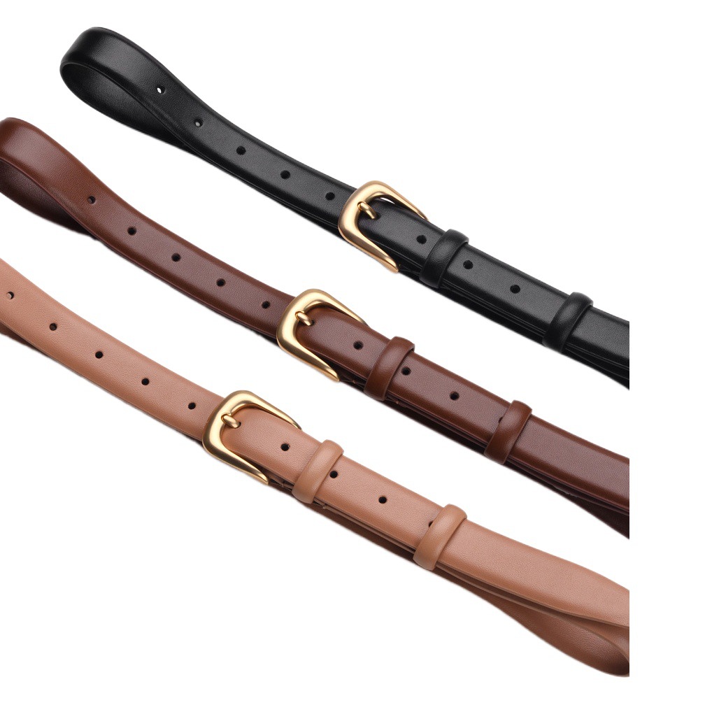 Belt Women's Fashion All-match Leather Simple Ins Style Belt Decorative Black Jeans with Youth Brown