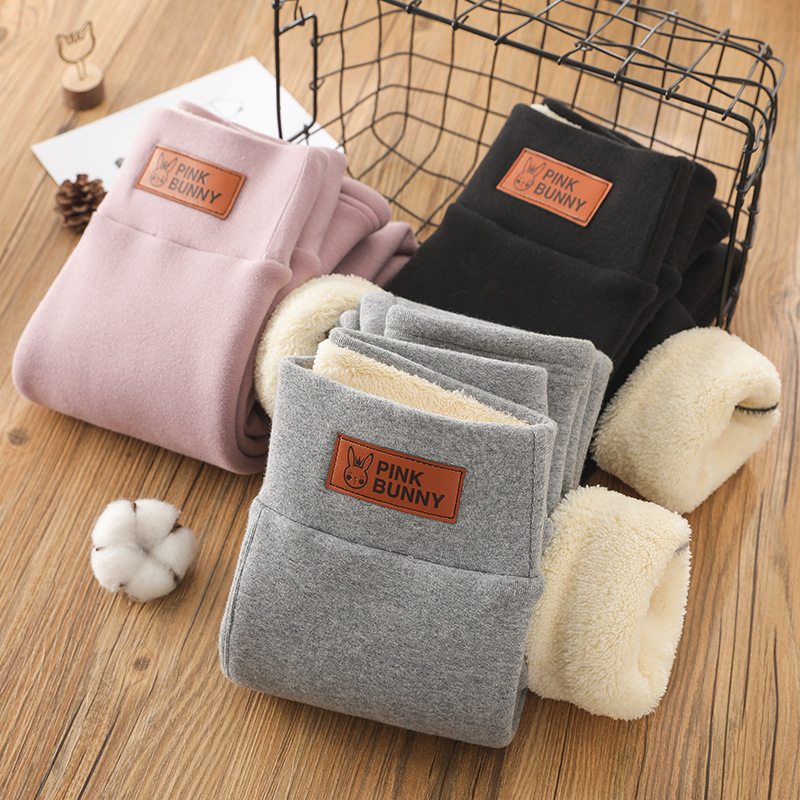 Picture of Girls' Pants Winter Lamb Velvet Baby Girls' Lined Thickened Children's Leggings One-piece Velvet Warm Cotton Pants for Outer Wear