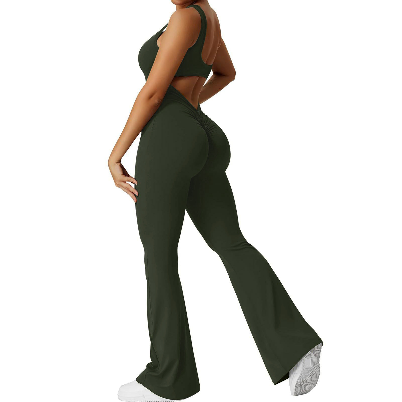 Picture of Amazon 2025 Spring and Summer New European and American Women's Slim Fit Hip Jumpsuit Sexy Backless Sports Yoga Suit