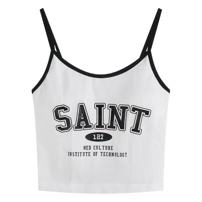 Letter Printed Sling Pure Desire Style Vest Women's Summer Design Sense Inner Spice Girl Wear Base Short Top