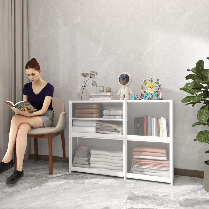 Metal Multi-Layer Combination Simple Locker Household Dust-Proof Assembly Reinforced Floor-Standing Integrated Simple Bookshelf Wholesale