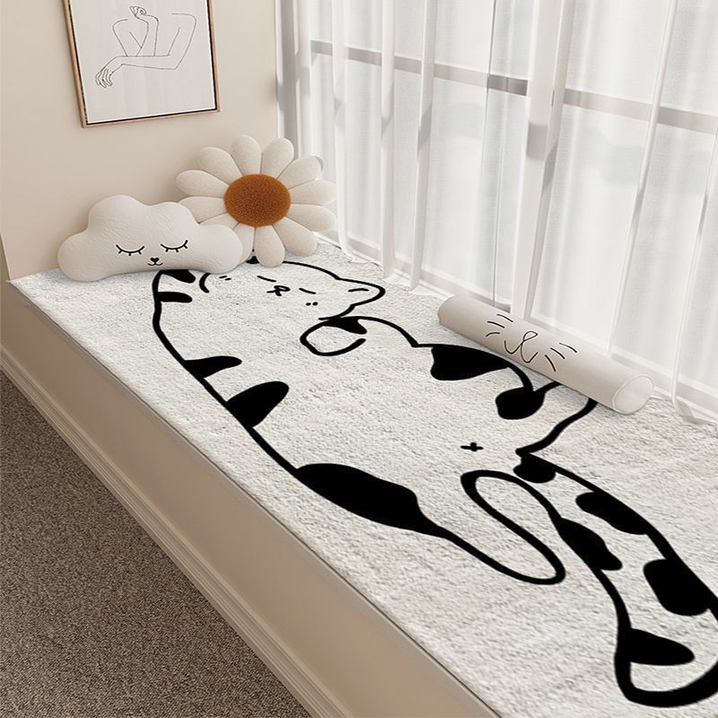 Cartoon Imitation Cashmere Floating Window Blanket Living Room Mat Ins Bedroom Bedside Carpet Household Large Area Cat Sense Mat