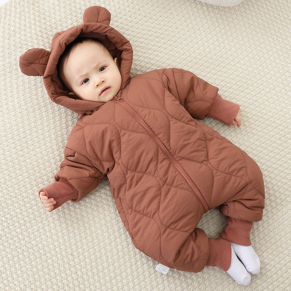 Picture of Baby's jumpsuit baby's autumn and winter clothes cotton-padded newborn climbing clothes thickened cotton-padded jacket going out to hug clothes cross-border