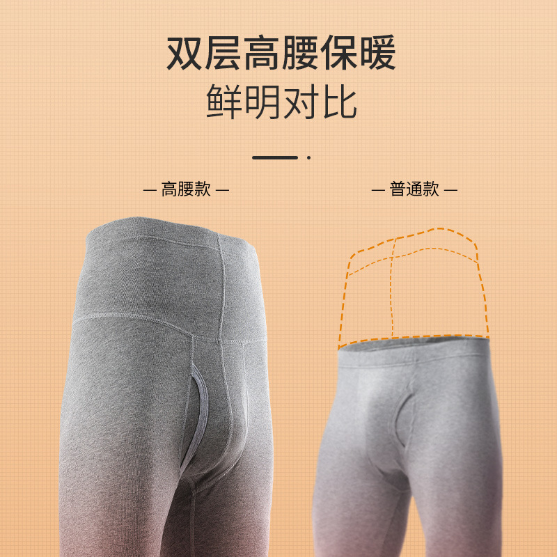 Picture of Autumn Trousers Men's Pure Cotton Single Thin Base Warm Pants Tight Cotton Pants High Waist Line Pants Autumn and Winter Waist Protection Pants