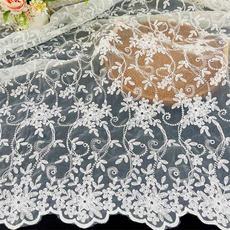 Water-Soluble Embroider Mesh Lace Embroider Fabric Organza Milk Silk Children's Dress Water-Soluble Embroider Fabric