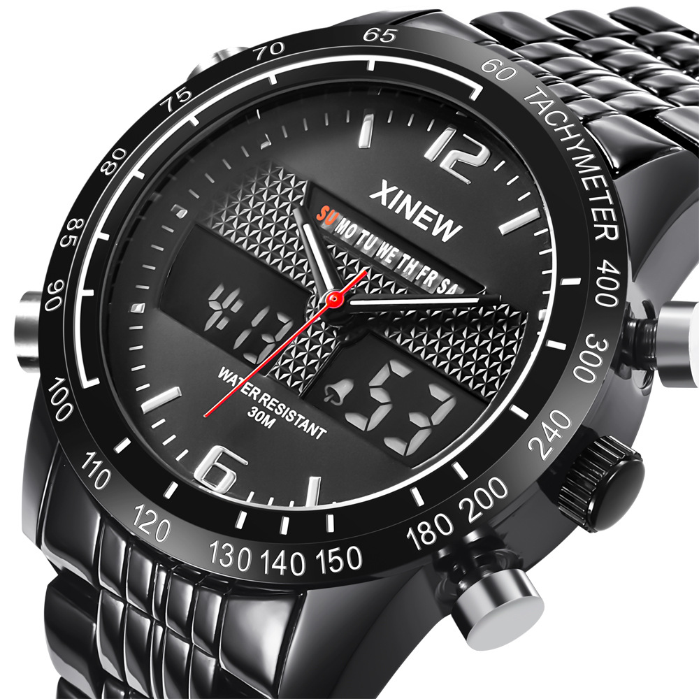 XINEW brand men's watch AliExpress alloy with sports electronic watch foreign trade new double watch a generation of hair