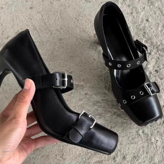 Original Niche High-End 7cm High-Heeled Shoes, Dark Pig Ballet Shoes, Sexy Cowhide High Heels, Platform Shoes