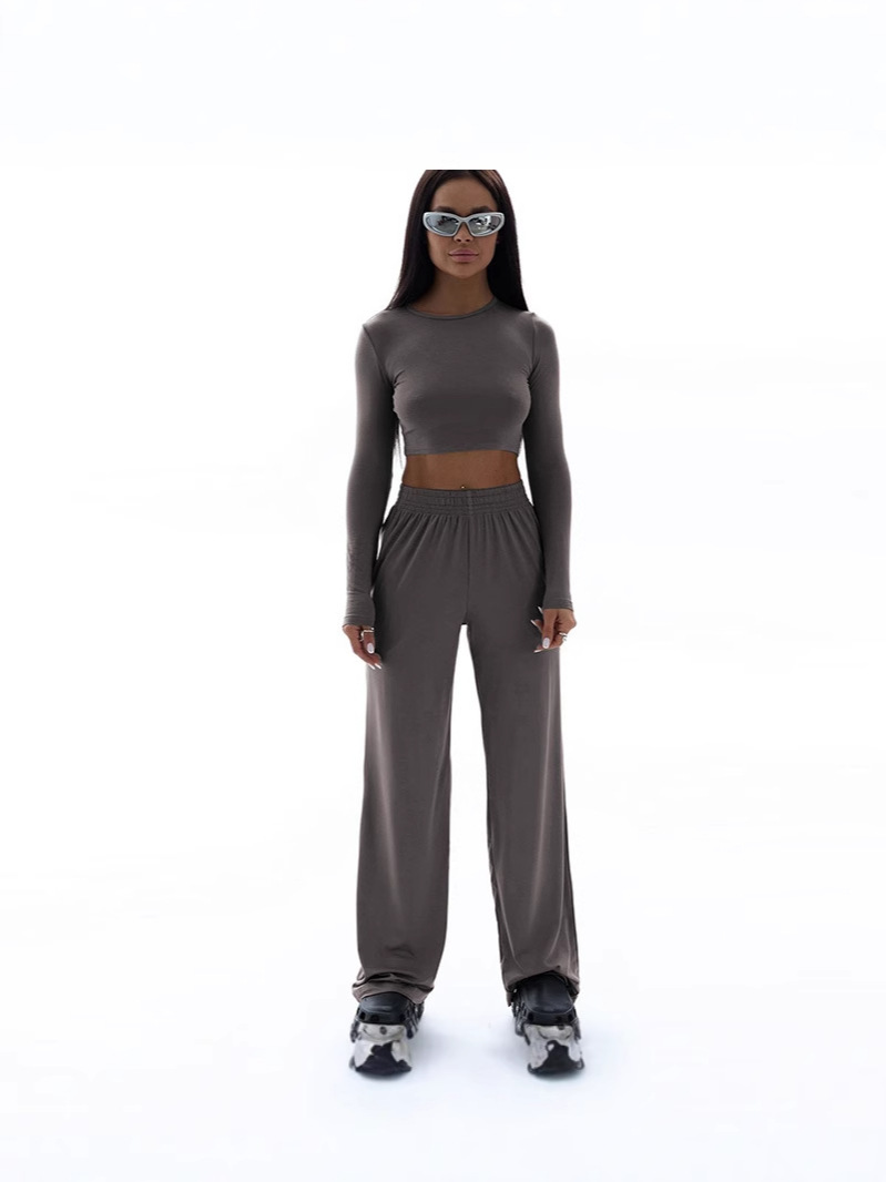 AC378 Navel-exposed Tight Wrapping Top T-shirt 2025 Loose Casual suit Two-piece Skin-friendly Fashion Women's Wear