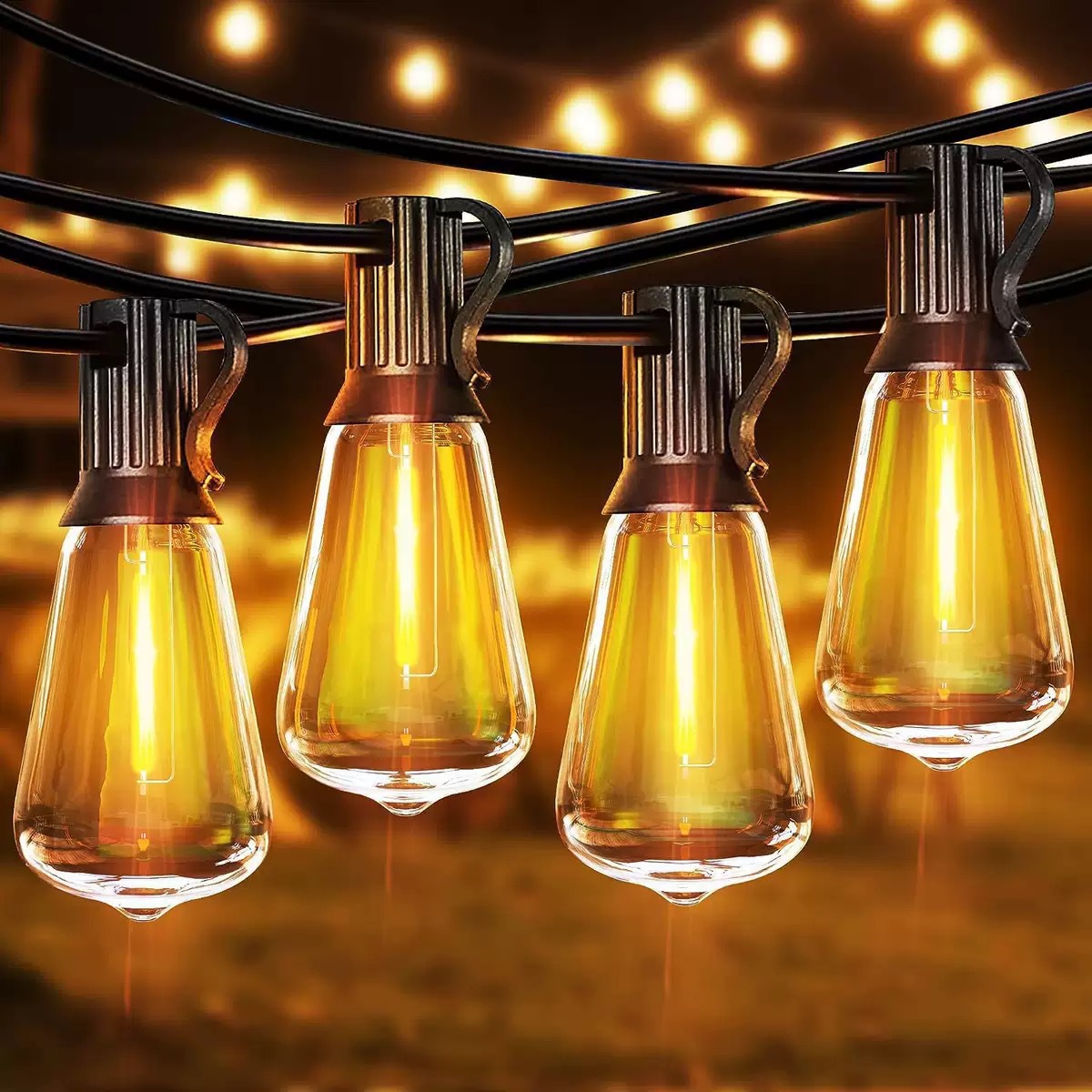 Cross-Border Outdoor Waterproof Led Light Edison Retro Solar Courtyard Decoration Atmosphere St38 Plastic Light String