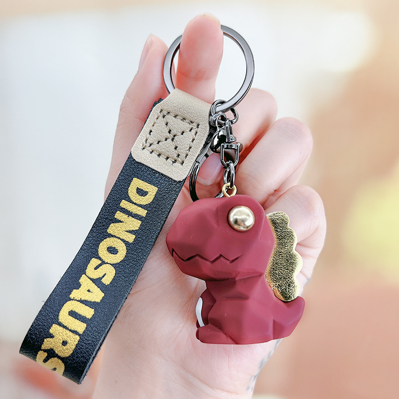 Picture of Nordic Style Creative Faceted Dinosaur Keychain Pendant Couple Car Bag Small Doll Keychain Creative Design