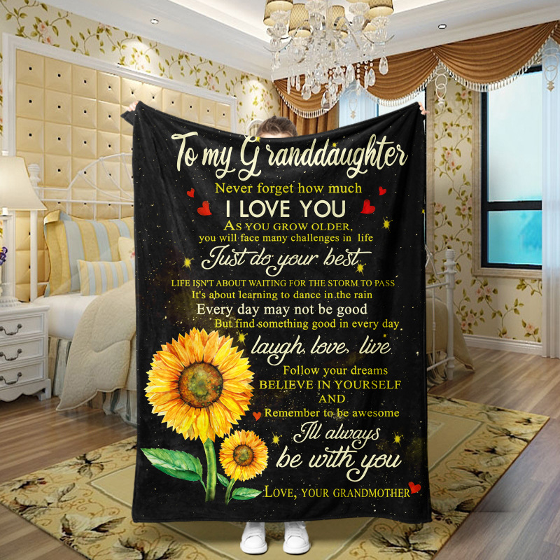 Picture of Family love teachers and students girlfriends love message flannel blanket summer air conditioning blanket autumn and winter nap printing blanket