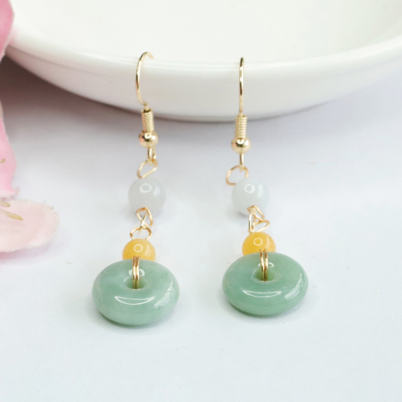 Xinyu natural Myanmar A goods jade ear hook jade safety buckle earrings earrings wholesale FC3082803