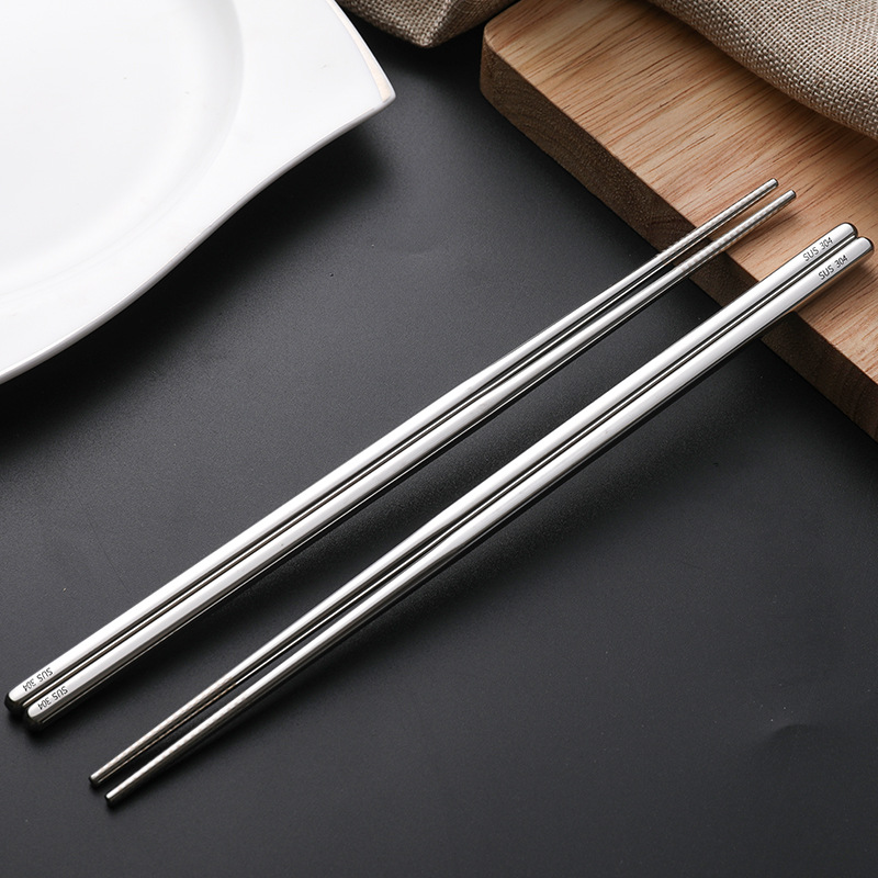 304 Stainless Steel Chopsticks Household Hollow Heat Insulated Non-slip Chopsticks Public Korean Chopsticks Custom LOGO