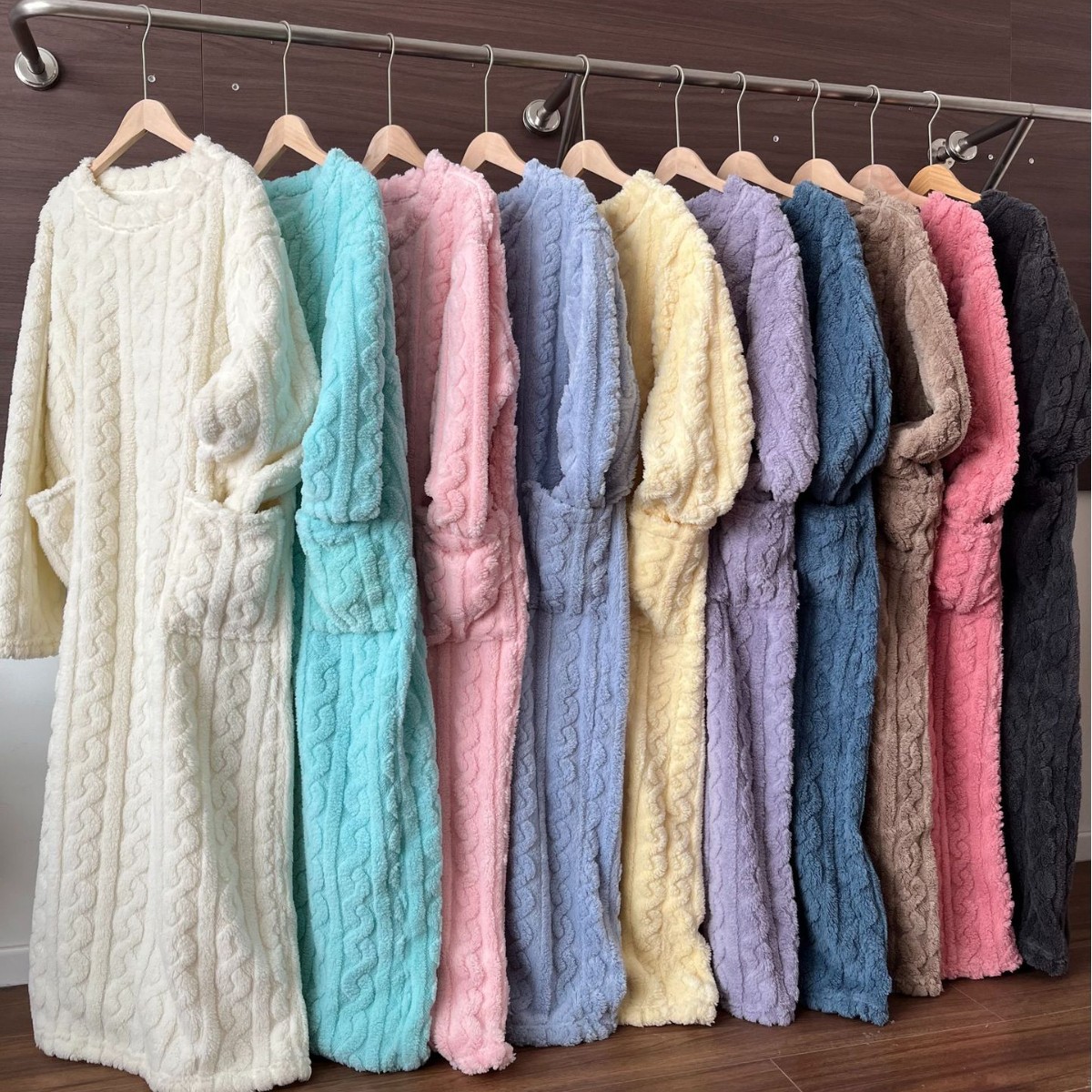 Picture of [Original Real shot] walking quilt coral velvet jacquard nightgown winter pajamas warm homewear nightdress