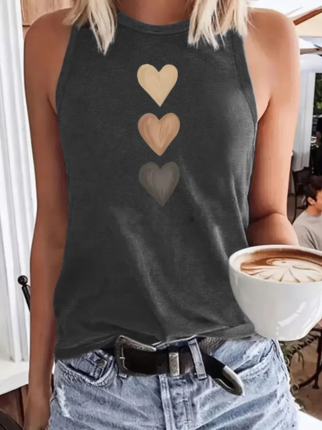 Amazon ebay independent station ladies all-match comfortable three love printing soft large vest wholesale