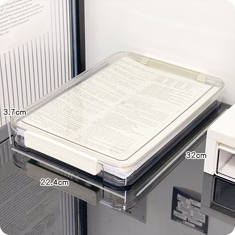 Picture of Office storage box transparent desktop rack station box data a4 paper file box acrylic