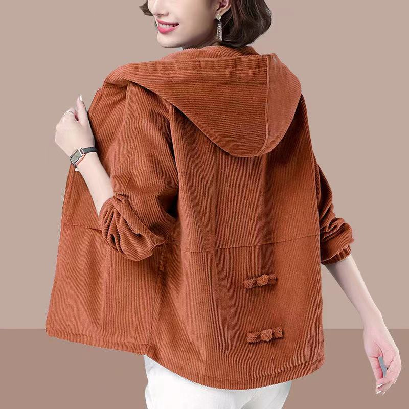 Picture of Women's Corduroy Short Coat Korean Style Loose 2023 Autumn and Winter Large Size Slim Look Jacket Casual Sweater for Women