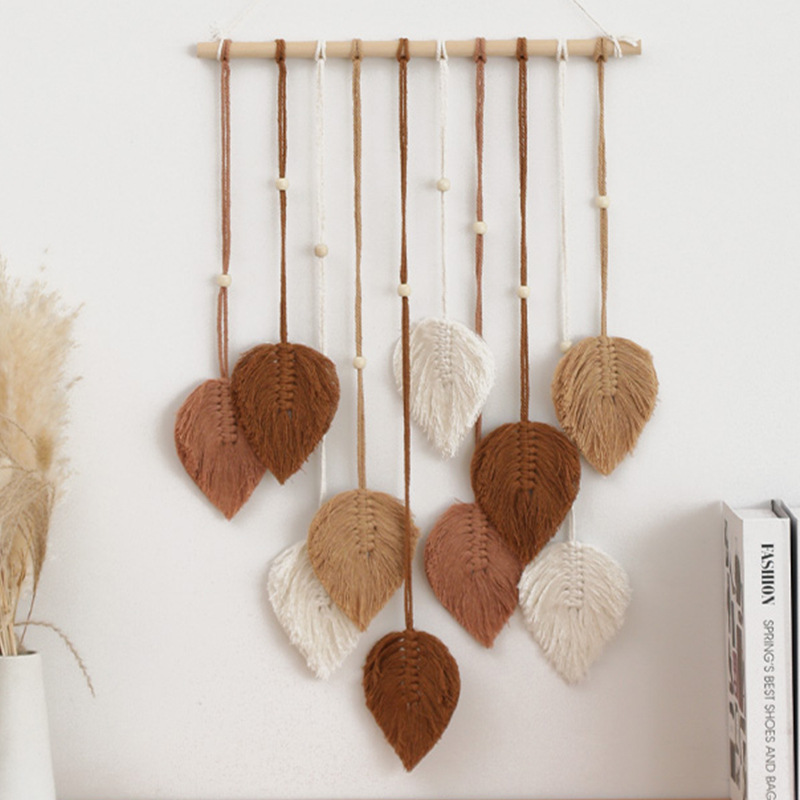 New Hand-Woven Leaf Tapestry Bohemian Style Home Bed and Breakfast Bedroom Wall Decoration Wind Chime Dream Catcher