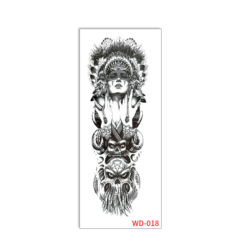 Picture of Full Arm Tattoo Sticker Cross-border New Waterproof Sweat Simulation Cross Buddha Black and White Colorful Personality Full Arm Temporary Tattoo