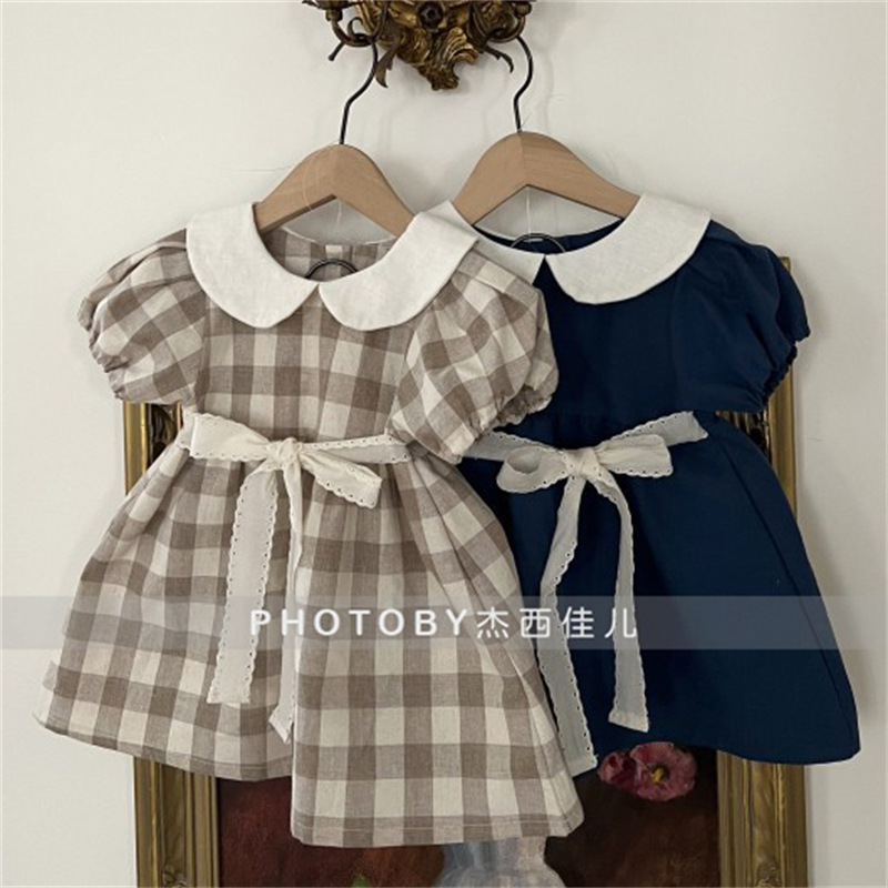 Picture of Korean Style Instagram Style Summer Dress Fashion New Arrival Mother and Dresses Girl Korean Style Doll Collar Bow Belt Parent-child dress